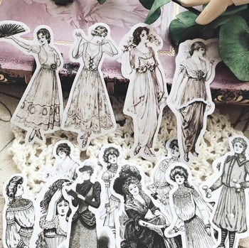 Стари стикери на Европейския ретро дами самоличността на мода рокли дизайн направи си САМ албум за scrapbooking щастлив планер декоративни стикери 0