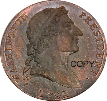 Съединените Щати 1792 Вашингтон Римски Цент с Главата си Червена Мед Копирни монети