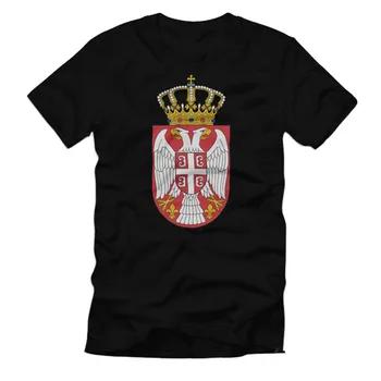 Сърбия Двуглавият Орел на Герба Serbije Serbe Мъжка Тениска С Къс Ръкав Ежедневни Памучни Летни Тениски с Кръгло Деколте