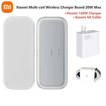 Такса безжично зарядно устройство Xiaomi с няколко макари 20 W Максимална Подкрепа 3 устройства за Бързо зареждане със зарядно устройство 120 W и кабел 6A за телефон/слушалки