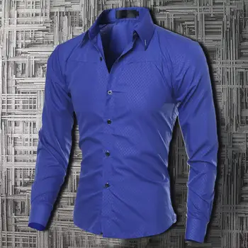 Тениска Мъжки Ризи Royal Blue Дишаща Стилна Стилна Риза С Цип, На Копчета
