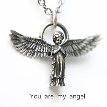Ти си Моят Ангел Колие Silver Цвят на Крилата на Ангел-Пазител Верига Огърлица за Мъже, Жени, Подаръци За Рожден Ден, Модни Бижута 0