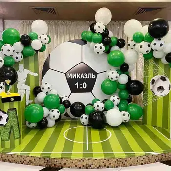 Футболен Празничен Балон 4D Футболни Балони Балони Тъмно Зелени, Черни Балони Банер За Футболен Празнична Украса Въздушни храни гобо Детски Играчки
