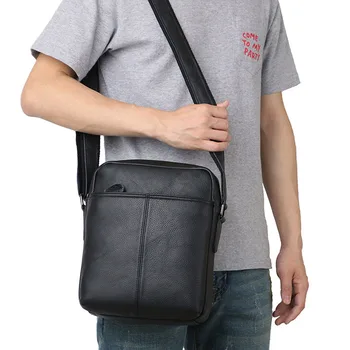 Чанта през рамо, мъжка чанта, на първия слой, чанта от телешка кожа, бизнес и ежедневни проста модерна чанта, чанта-месинджър, мъжки чанти