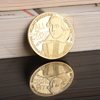 Щастливата монета Монети с черепа Уилям Шекспир Монета Скитници, Великобритания Най-Важният Писател, Поет, Драматург Monedas Conmemorativas 0
