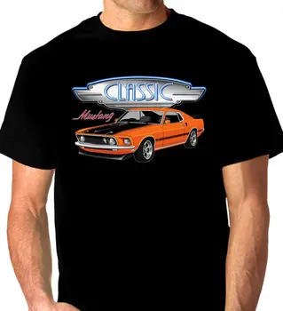 1969 Mustang Mach 1 е Качествена Черна Тениска 2019 Хип-хоп Мъжка Тениска за Мъже 100% Памучен Тениска с Къс Ръкав Персонализирана Фланелка 1