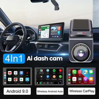 Carlinkit Carplay Dash Cam 1080P HD 4G Восьмиядерный Процесор, 4 GB RAM И 64 GB ROM GPS Автомобилна Камера, Поддръжка на Wi Android Авто Автомобилна Камера 1