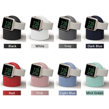 JONSNOW Силиконова Домашно зарядно устройство ще захранване на зарядно за Apple Watch 6 5 4 Притежателят на Ярки Цветове Нощна Поставка за iWatch 3 2 1 1