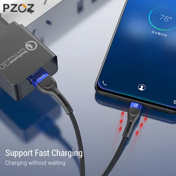 PZOZ Micro USB Кабел За Бързо Зареждане, Кабел За Данни, 2 М, 3 М За Samsung S7 Xiaomi Redmi Note 5 Pro Android Мобилен Телефон microUSB Зарядно Устройство 1
