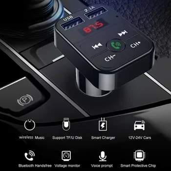 Автомобилен Bluetooth FM Предавател Безжичен Bluetooth Хендсфри Аудио Приемник с MP3 Модулатор Плеър 2.1 A Dual USB Бързо Зарядно Устройство, Комплект за Кола 1