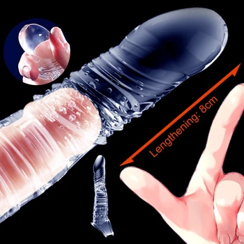 Голям Удължител за пенис ръкав секс Играчки За Мъже Удължаване на Пениса за Многократна употреба Меки Презервативи Със Забавяне на Еякулацията Член Ръкав петел презерватив 1