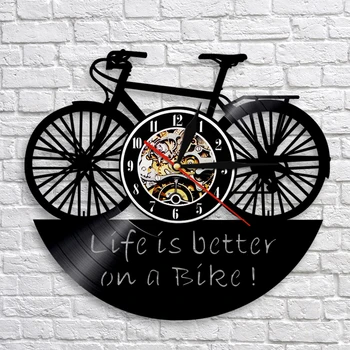 За по-добър живот колело Vinyl плоча Стенни часовници Модерна-добър живот Стенни часовници Мото мотоциклетист Колоездачи Колоездач Колоездач 1