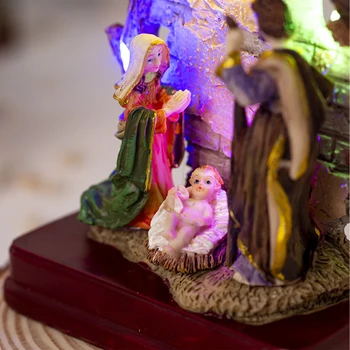 Комплект За Коледната Сцена Статуя На Коледната Сцена С Устойчиво на Малкия Исус в Яслите От Смола Празничен Коледен Комплект С Led Лампи За Дома 1