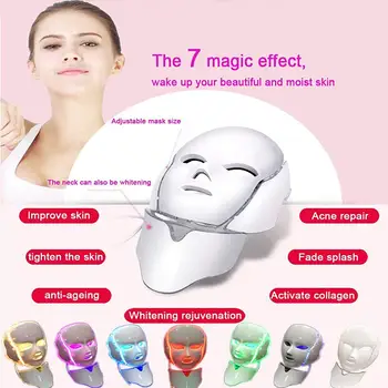 Машина мадами терапия маска LED светлина 7 цвята сблъскват с апарат за притеснения от страна на Спа Анти-акне подмолаживания кожата на шията забеливая 1