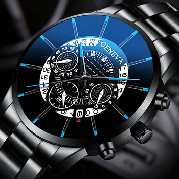 Мъжки луксозен часовник Reloj Hombre Relogio Masculino кварцов часовник с календар от неръждаема стомана мъжки спортен часовник Geneva clock KT33 1