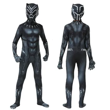 Нов детски костюм на черни пантери на Хелоуин костюм на супергерой за cosplay, маска на воин, гащеризон за възрастни, празничен костюм, детски подарък 1