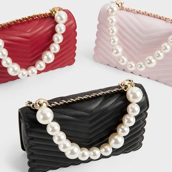 Нов дизайн с изкуствени перли и мъниста, дамска чанта, дължина на каишка, може да бъде конфигуриран по поръчка, красива дамска чанта през рамо, колани hanlde 1