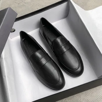 Основни Дизайнерски Дамски Обувки-Oxfords за Жени, Висококачествени Кожени Мокасини на равна подметка, Дамски Ежедневни Обувки Големи Размери 44 1