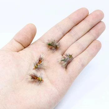 Професионално ръчно плетени 2 цвят асорти 4 бр. пъстърва за риболов на суха муха 14 # стимулант изкуствен stonefly възрастни насекоми, мухи за стръв 1