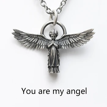 Ти си Моят Ангел Колие Silver Цвят на Крилата на Ангел-Пазител Верига Огърлица за Мъже, Жени, Подаръци За Рожден Ден, Модни Бижута 1