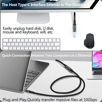 Удължител за USB C за мъже и жени Type C USB3.2 10 Gbit/със 100 Вата Удължител за бързо Зареждане USB-C за MacBook Pro Samsung Xiaomi 1