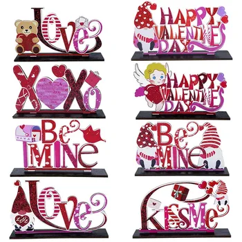 Украса на Сватбената маса Дървена Табела Be Mine Love Happy Valentine Сватбена Централно Декорация на Дървени Вечерни Украса Празничен Декор, Реквизит 1