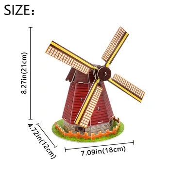 Холандска Вятърна Мелница 3D Пъзел В Събирането на DIY Модел Играчки за Деца Играта Архитектура на Света Пъзели Детски Играчки за Пътуване Сувенирни Подаръци 1