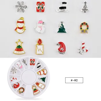 12 БР. Коледни блестящи 3d декорации за нокти, окачване, въздушни нокти, аксесоари, снежен човек, снежинки, коледното дърво, Дядо Коледа 2