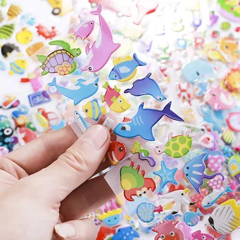 12 бр./опаковане. Случайно мультяшные стикери за деца kawaii 3D дебеличка пузырьковые етикети подарък за момичета и момчета 2