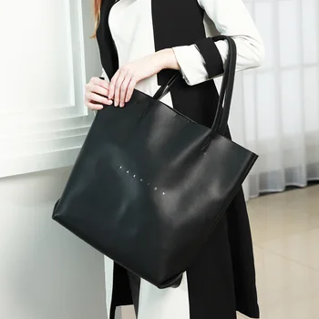 2022 Модерна Дамска чанта от естествена кожа, голяма чанта, кожена чанта на едно рамо, Просто женствена чанта 2