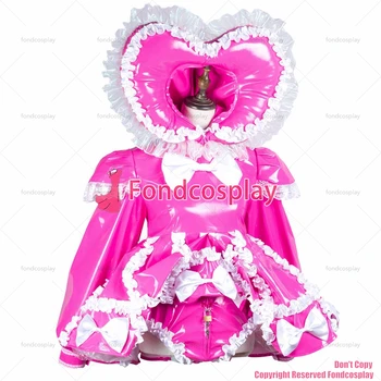 fondcosplay превръзка на сиси прислужница ярко розово тънката рокля от PVC, с цип за панталони гащеризон бикини сърце качулка CD/TV[G3728] 2