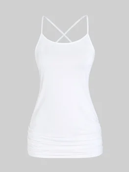 Женска тениска ROSEGAL, топ от две части, комплект с кръгло Деколте, тениски с рюшами и Майками на Кръст, летни дрехи 2