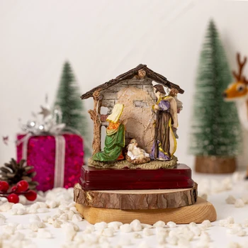Комплект За Коледната Сцена Статуя На Коледната Сцена С Устойчиво на Малкия Исус в Яслите От Смола Празничен Коледен Комплект С Led Лампи За Дома 2