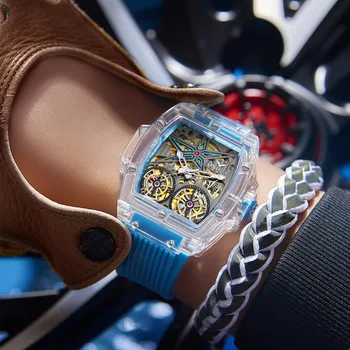 Луксозни мъжки часовник onola от прозрачна пластмаса, кухи, напълно автоматични и механични часовници, мъжки водоустойчив часовник 2