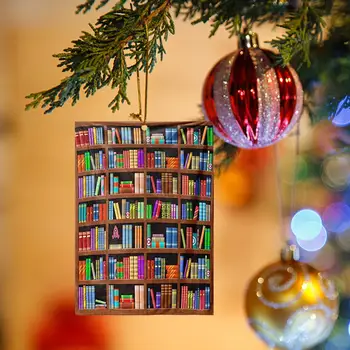 Любител на Книги Квадратна лавица за книги Окачен Украшение Коледни Елементи за Украса Украсата на Елхата Подарък за Коледа W9F7 2