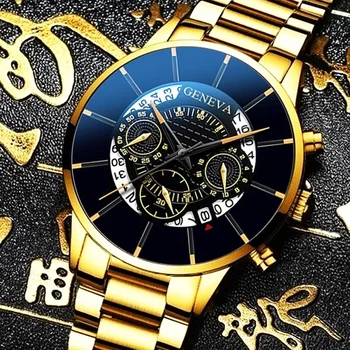 Мъжки луксозен часовник Reloj Hombre Relogio Masculino кварцов часовник с календар от неръждаема стомана мъжки спортен часовник Geneva clock KT33 2