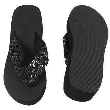 Плажни Сандали 2022 Нови Дамски Обувки на плоска Танкетке с пайети За момичета, Удобни Черни Прости Дишащи Дамски Обувки с Високо Качество 2