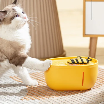 Чешма за поене на котки обем 2 л, безшумен автоматичен диспенсер за вода за домашни любимци, с прозорец за нивото на водата, USB-помпа и двойни филтри 2