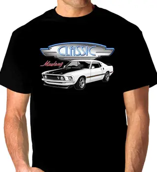 1969 Mustang Mach 1 е Качествена Черна Тениска 2019 Хип-хоп Мъжка Тениска за Мъже 100% Памучен Тениска с Къс Ръкав Персонализирана Фланелка 3