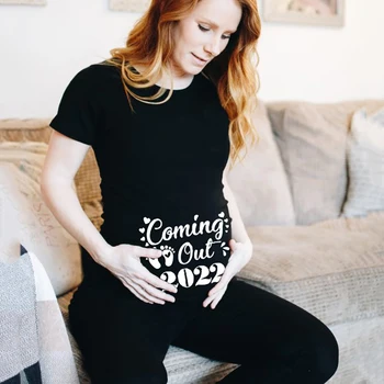 Baby Loading 2022 Тениска За Бременни С принтом, Тениска С Къс ръкав За бременни, Обявяване На Бременността, Риза, Нови Тениски За майки, Дрехи 3
