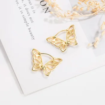 CIAXY Сребърни Цветни Обеци-Пеперуди за Жени 2022, Кух Дизайн, Корейската Мода, Бижута за Уши, търговия на Едро 3