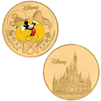Disney Мини Маус Мики Маус, Доналд Дък, Дейзи Тема Позлатен Златна Монета Играта Възпоменателна Монета Играчки Детски Подарък За Рожден Ден 3