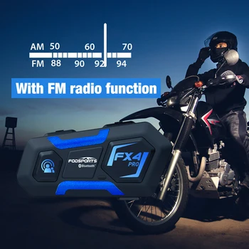 Fodsports Fx4 Pro Мотоциклет Шлем Домофон Bluetooth Слушалка 4 Ездач Група Преговорния Телефон Мото Водоустойчив FM Радио 3