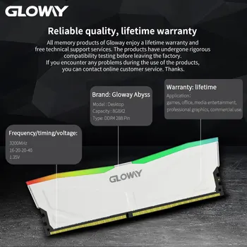 Gloway DDR4 RGB Оперативна памет Memoria Оперативна памет ddr4 3200 Mhz 3600 Mhz Серия Abyss бяла 16 GB маса памет 3