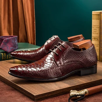 Hanmce Мъжки Модел Обувки 2 Цвята Луксозни Професионални Официални Дерби Ръчно Изработени За Мъже 3