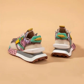 MILIKUYOU/ Дамски Маратонки в ретро Стил, Оригинални Дизайнерски Обувки, Дамски Модни Цветни Оригинални Ежедневни Маратонки с Дебела Подметка За една Дама 3