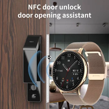Xiaomi NFC Смарт часовници Kobiety Nagrywanie Smartwatch Dla Android, IOS Bluetooth, Гласов асистент за повикване Cyfrowe Zegarki Nowa Zegar  3