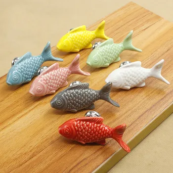 Дръжка Чекмедже деца Химикалки Форми на Риби керамични Дръжки за Детска Стая Дръжки на Кухненски Шкаф Дръжки на Гардероба на кабинета Хардуер 3