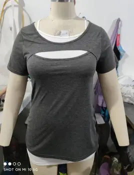 Женска тениска ROSEGAL, топ от две части, комплект с кръгло Деколте, тениски с рюшами и Майками на Кръст, летни дрехи 3