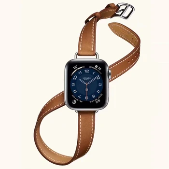 За Apple Watch Каишка 8 7 6 5 4 3 2 1 SE Каишка от естествена кожа Pulseira Гривна Apple Watch 45 мм 41 мм 44 40 42 38 за iWatch 3